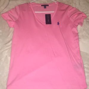 Medium short sleeved polo tee.